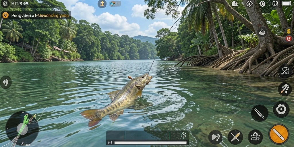 Screenshot utama RI188 menunjukkan pengalaman gameplay memancing yang mendebarkan.