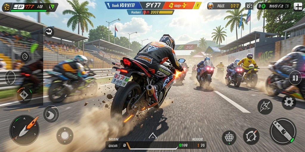 Tampilan menarik dari gameplay balap motor di SPY77.