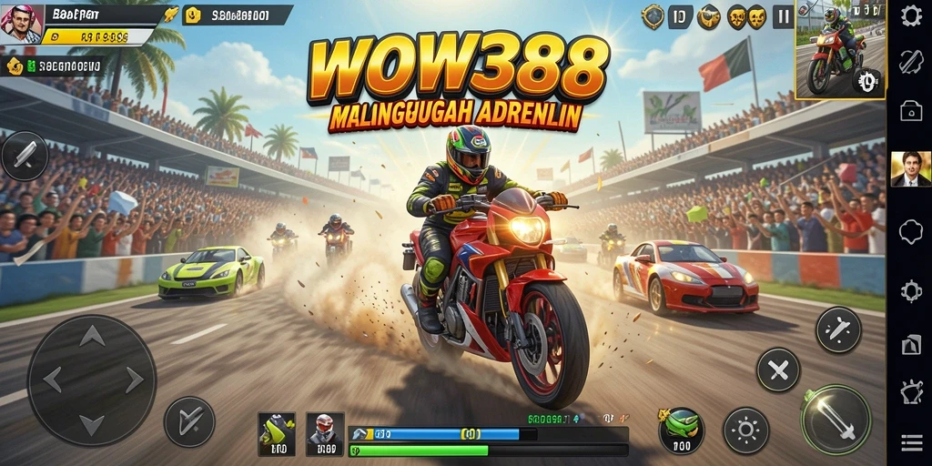 Tampilan gameplay WOW388 yang memukau saat balapan.